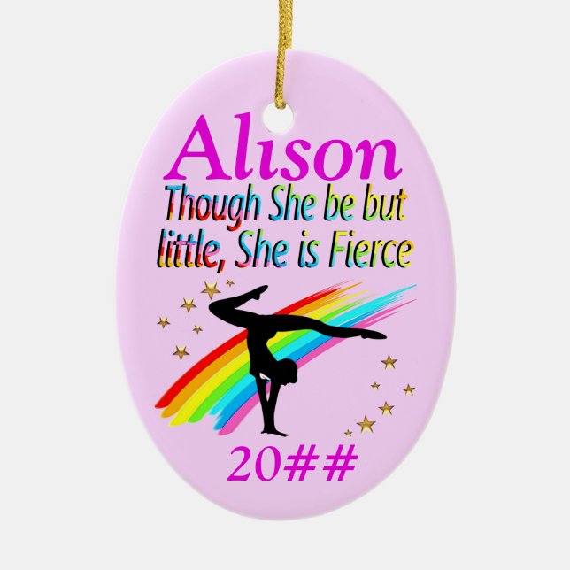 PINK WENIG, ABER FIERCE CUSTOM GYMNAST ORNANANATIO KERAMIK ORNAMENT (Vorne)