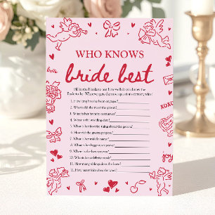 Pink Wer kennt die Braut am besten Brautparty-Spie Einladung