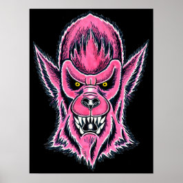 Pink Werewolf Mask Poster