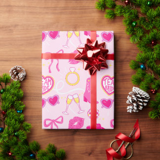 Pink Western Bachelorette Wrapping Paper Gift Wrap Geschenkpapier