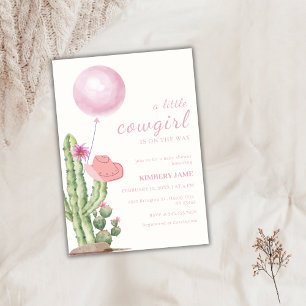 Pink Western Cactus Balloon Cowgirl Babydusche Einladung