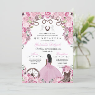 Pink Western Charra Girl Ranchero Quinceanera Einladung