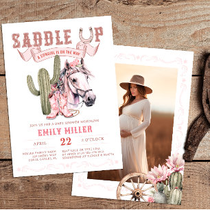 Pink Western Cowgirl Baby Dusche Foto laden Einladung