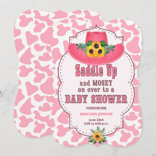 Pink Western Cowgirl Babydusche Einladung