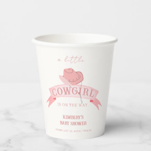 Pink Western Cowgirl Hat Baby Dusche Pappbecher