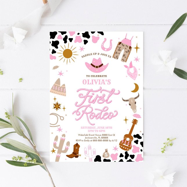 Pink Western First Rodeo Invitation Einladung (Von Creator hochgeladen)