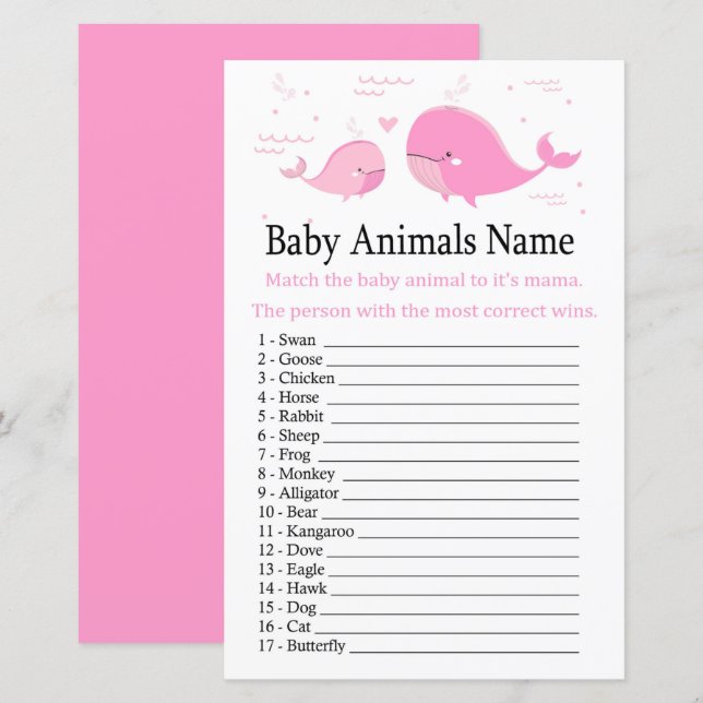 Pink Whale Baby Animes Name Game (Vorne/Hinten)