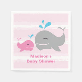 Pink Whale Nautical Baby Dusche Napkin Serviette