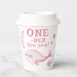 Pink Whale Oneder The Sea 1st Birthday Pappbecher