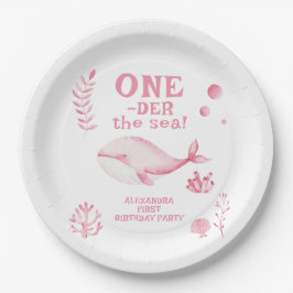 Pink Whale Oneder The Sea 1st Birthday Pappteller