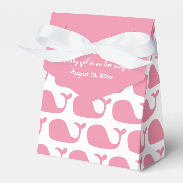 Pink Whale Thema Kinderdusche Gefälligkeitsboxen Geschenkschachtel (Vorderseite)
