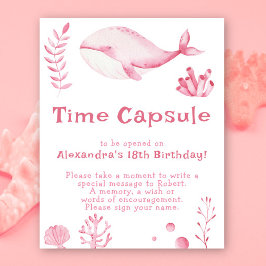 Pink Whale Time Kapsel 1. Geburtstag Poster