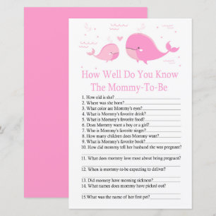 Pink Whale Wie gut kennen Sie das Baby-Dusche-Spie
