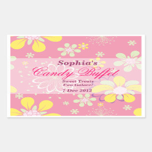 Pink Whimsical Blume Candy Buffet Aufkleber