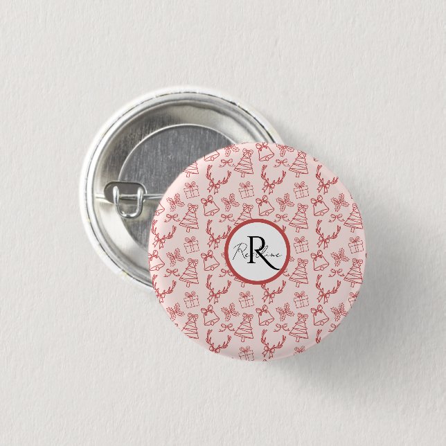 Pink Whimsical Button (Vorne & Hinten)