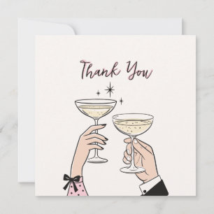 Pink Whimsical Champagner Toast, Danke Karte