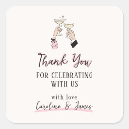 Pink Whimsical Champagner Toast Danke Sticker