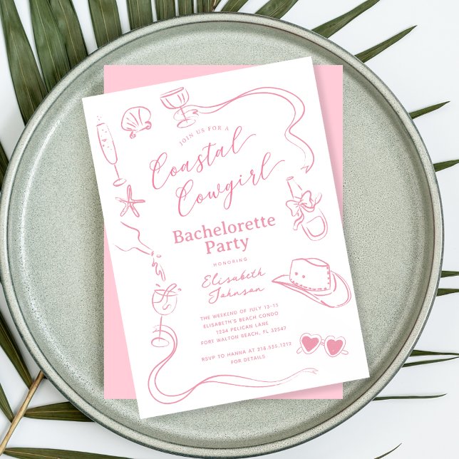 Pink Whimsical Cowgirl Junggeselinnen-Abschied Einladung (Von Creator hochgeladen)
