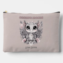 Pink Whimsical "Create Magic" Kleiner Drache Zubehörtasche