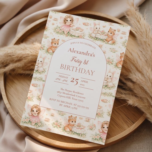 Pink Whimsical Fairy Birthday Einladung (Von Creator hochgeladen)