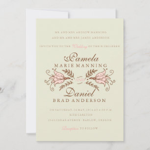Pink Whimsical Florals Hochzeitseinladungen Einladung