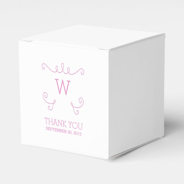 Pink Whimsical Geblüht Monogram Fevor Box Geschenkschachtel (Vorderseite)