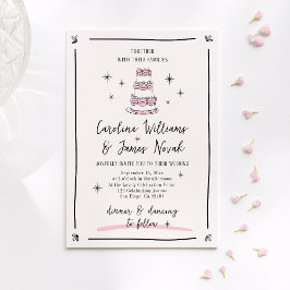 Pink Whimsical Handgezeichneter Kuchen und handges Einladung