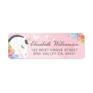 Pink Whimsical Magical Unicorn Butterfly & Florals