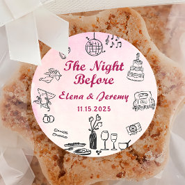 Pink Whimsical Quirky Hand Drawn Wedger Sticker