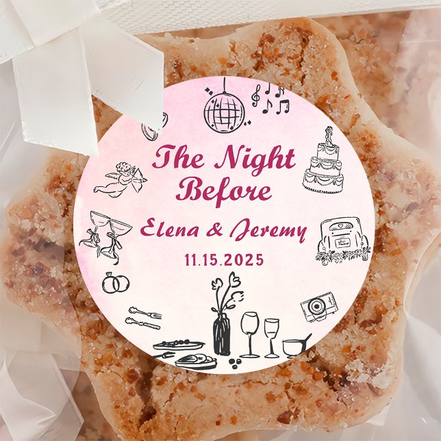 Pink Whimsical Quirky Hand Drawn Wedger Sticker (Von Creator hochgeladen)