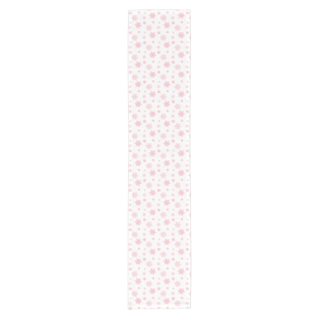 Pink Whimsical Snowflake Muster Ästhetik Kurzer Tischläufer (Vorderseite)