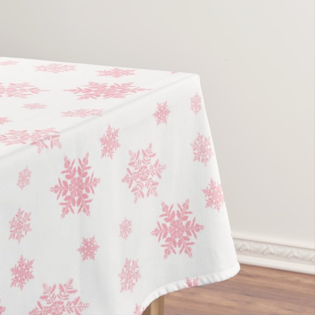 Pink Whimsical Snowflake Muster Ästhetik Tischdecke (Beispiel)
