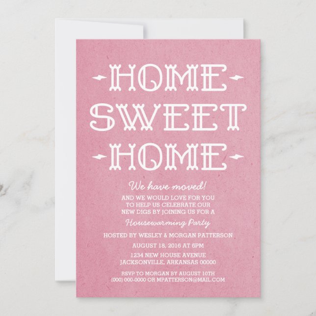 Pink Whimsical Sweet Zuhause Housewarming Party Einladung (Vorderseite)