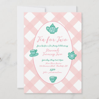 Pink Whimsical Tee Party Geburtstag Einladung