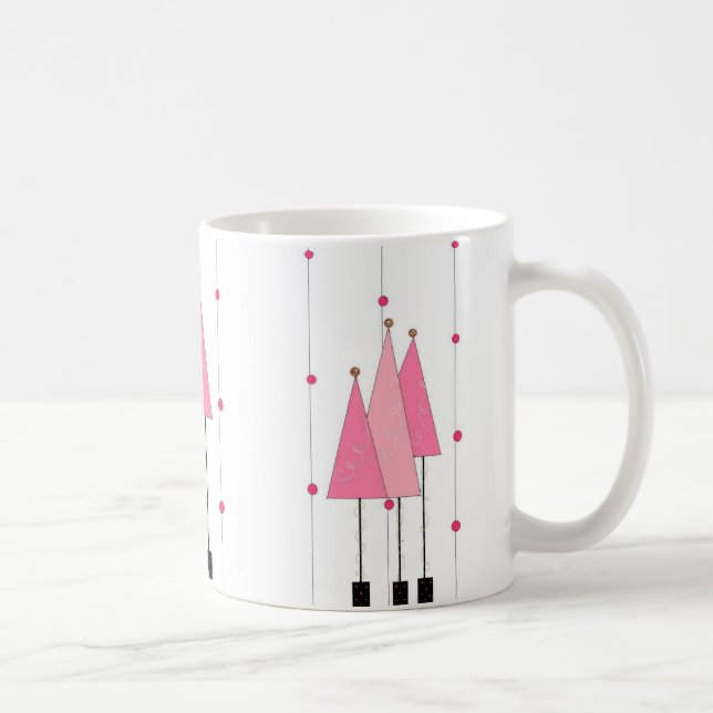 Pink Whimsical Trees Kaffeetasse (Rechts)