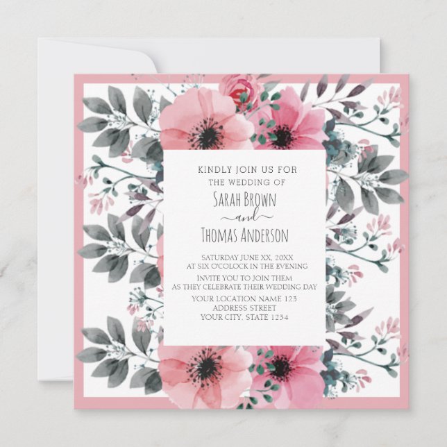 PINK WHIRL WASSER FARBBODEN EINLADUNG (Vorderseite)