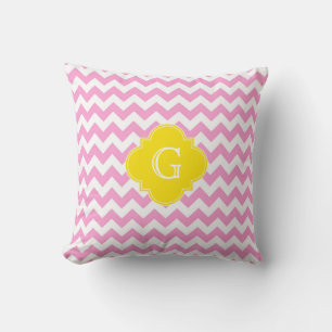 Pink Whirlpool Chevron Zigzag Gelbe Quarzfolie Mon Kissen