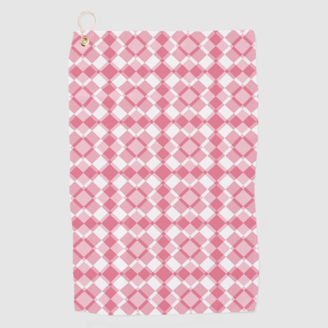 Pink White Abstract Pattern Golfhandtuch (Vorderseite)