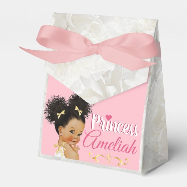 Pink & White Afro Puff Prinzessin Ballerina Geschenkschachtel (Vorderseite)