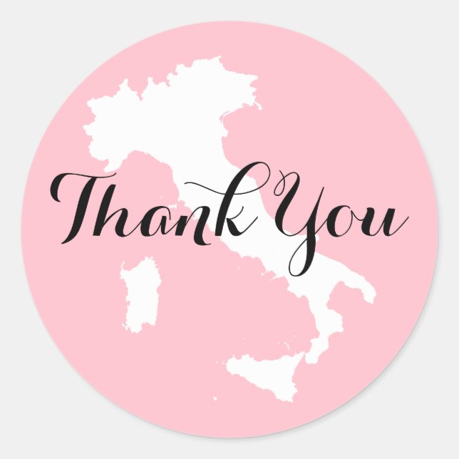 Pink White and Black Italy Wedding Danke Runder Aufkleber (Vorderseite)