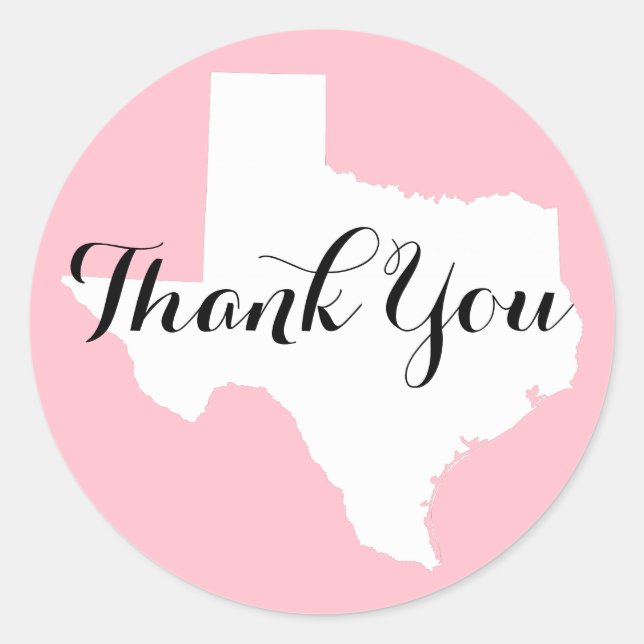 Pink White and Black Texas Wedding Vielen Dank Runder Aufkleber (Vorderseite)