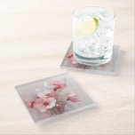 Pink, White, and Gray Foral Glasuntersetzer<br><div class="desc">Pink,  White,  and Gray Forals</div>