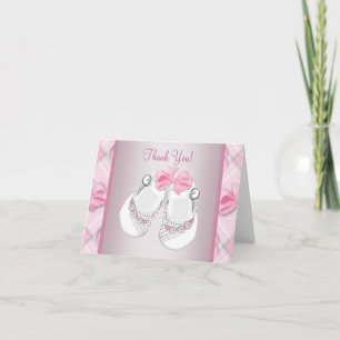 Pink White Baby Shoes Baby Girl Danke Karten