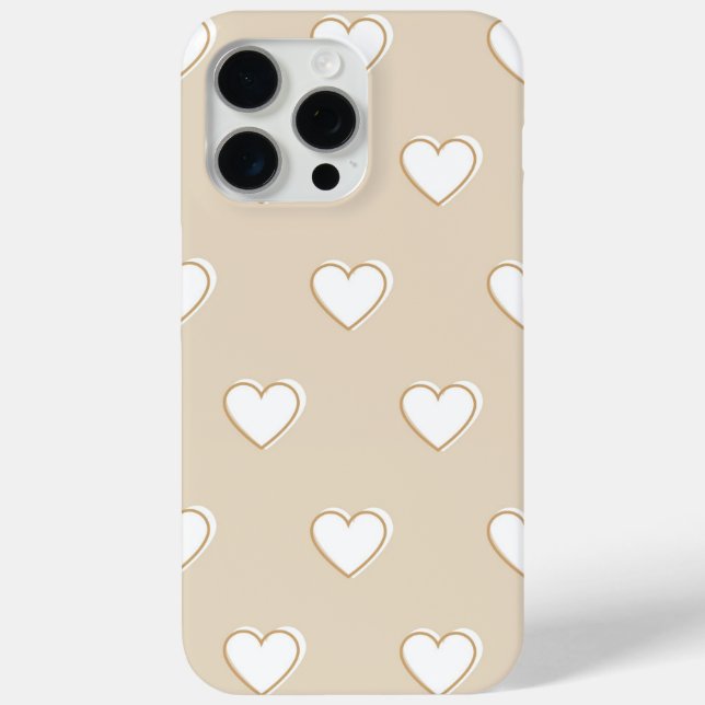 Pink White Beige Niedliches, einfaches Herzmuster Case-Mate iPhone Hülle (Rückseite)