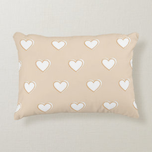 Pink White Beige Niedliches, einfaches Herzmuster Dekokissen