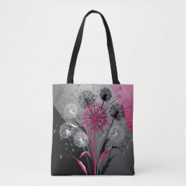 Pink, White Black Dandelions  Tasche
