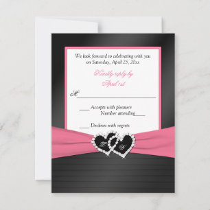Pink White Black IMITATS Pleats Hearts Wedding RSV Einladung