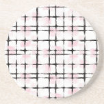 Pink White Black Stripes Getränkeuntersetzer<br><div class="desc">Pink White Black Stripes</div>