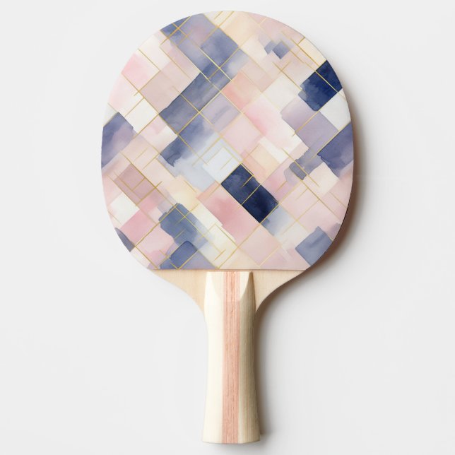 Pink White Blue Squares Tischtennis Schläger (Vorderseite)