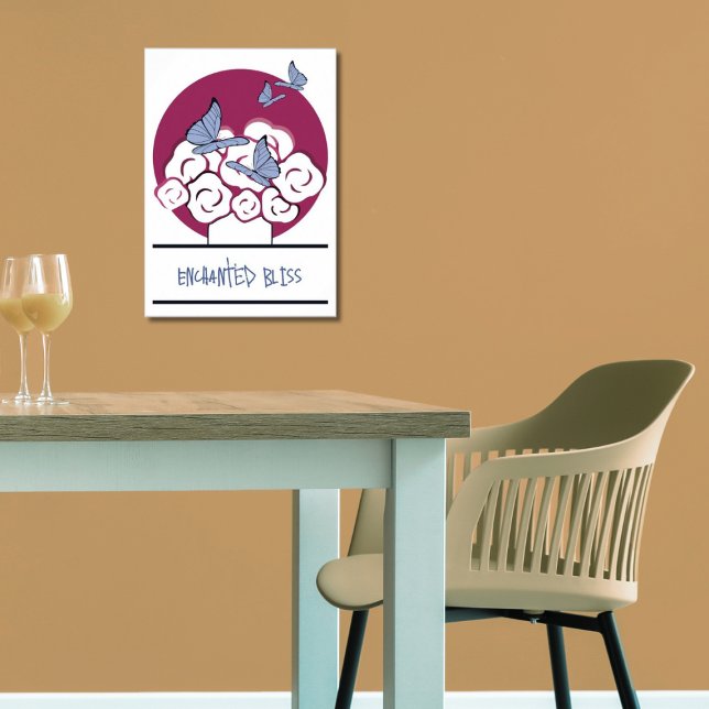 Pink & White Bouquet Schmetterlinge verzaubern Bli Poster (Bouquet & Butterflies, Enchanted Bliss)
